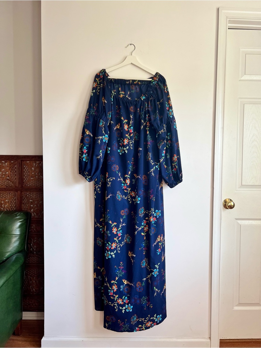 Navy Floral Kaftan Maxi Dress 3X